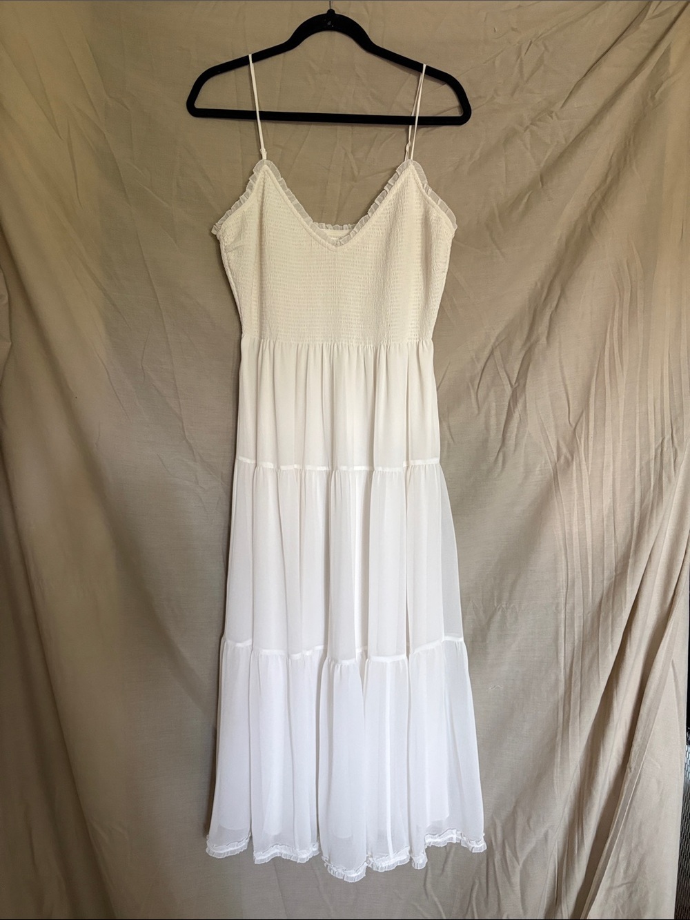 Wilfred White Tiered Spaghetti-Strap Maxi Dress